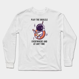 Cute little astronaut playing Ukulele Long Sleeve T-Shirt